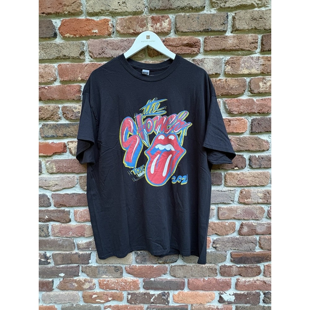 The Rolling Stones 2021 Tour Black Graphic T-shirt Gildan Heavy Cotton 2XL